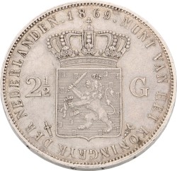 2½ Gulden. Willem III. 1869. Prachtig -.