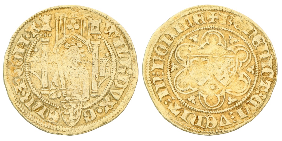 Rijnse goudgulden. Gelderland. Willem I. Zj (1371 - 1402). Fraai / Zeer Fraai.