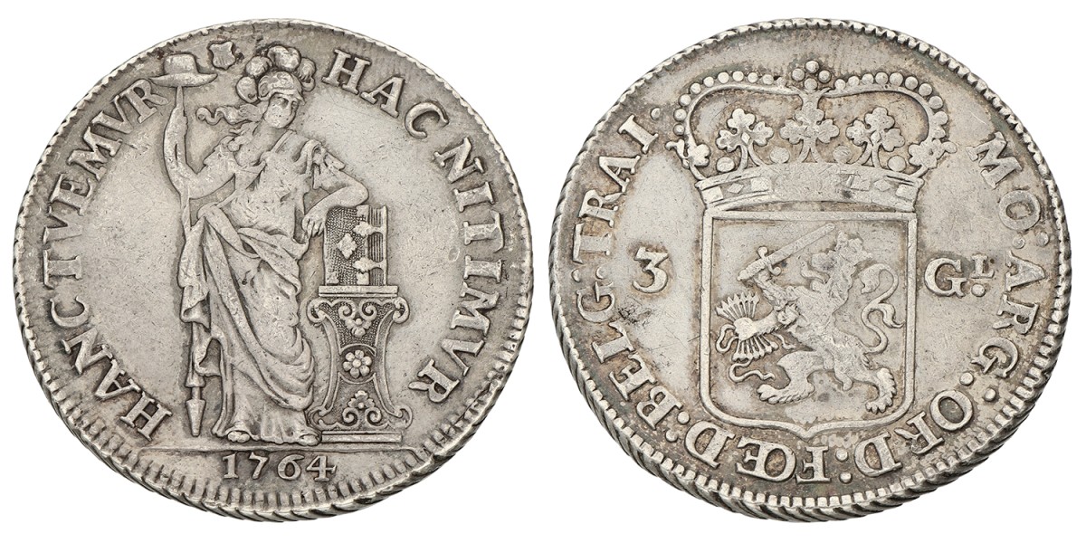 3 gulden - Generaliteits. Utrecht. 1764. Zeer Fraai +.