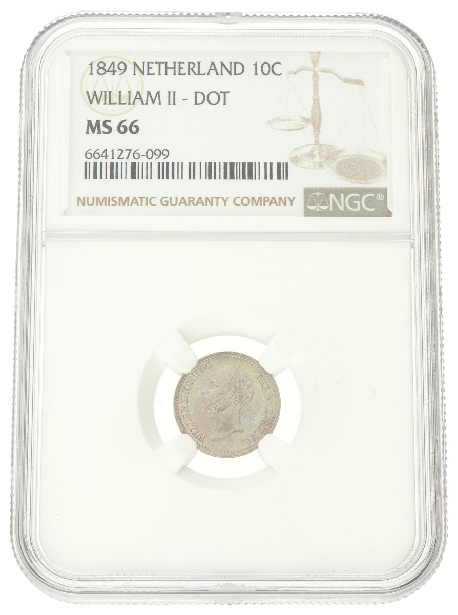 10 Cent. Willem II. 1849 met punt. MS 66.