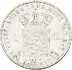 1 Gulden. Willem II. 1846 Lelie. Prachtig +.