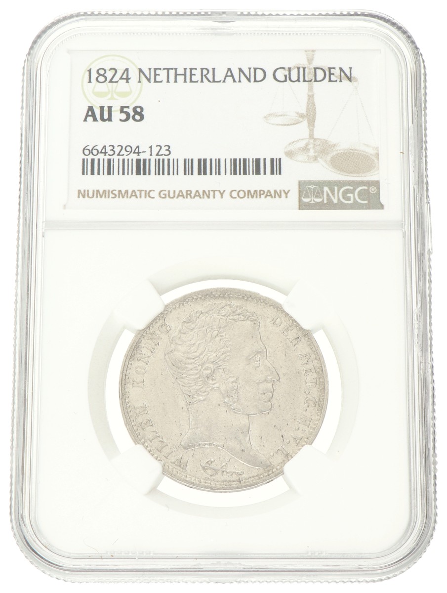 1 Gulden. Willem I. 1824. AU 58.