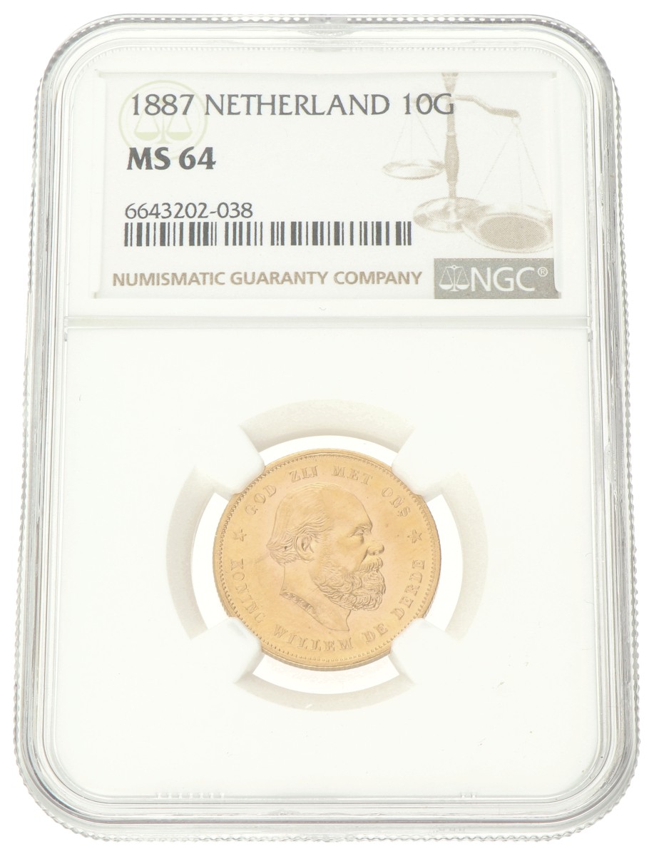 10 Gulden. Willem III. 1887. MS 64.