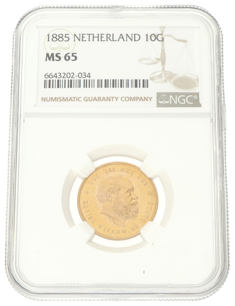 10 Gulden. Willem III. 1885. MS 65.
