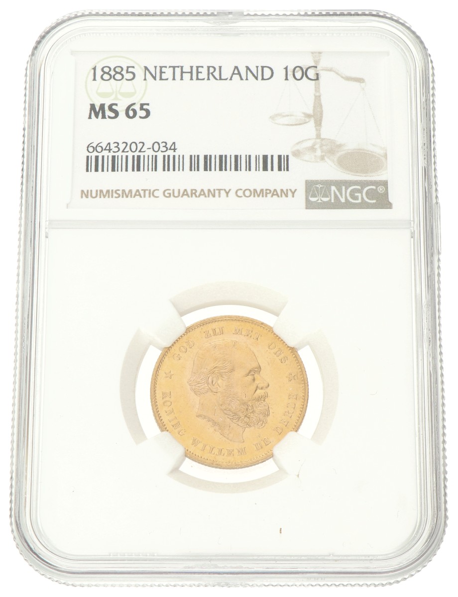 10 Gulden. Willem III. 1885. MS 65.