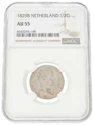 ½ Gulden. Willem I. 1829B Michaut. AU 55