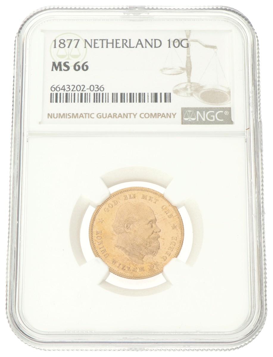 10 Gulden. Willem III. 1877. MS 66.