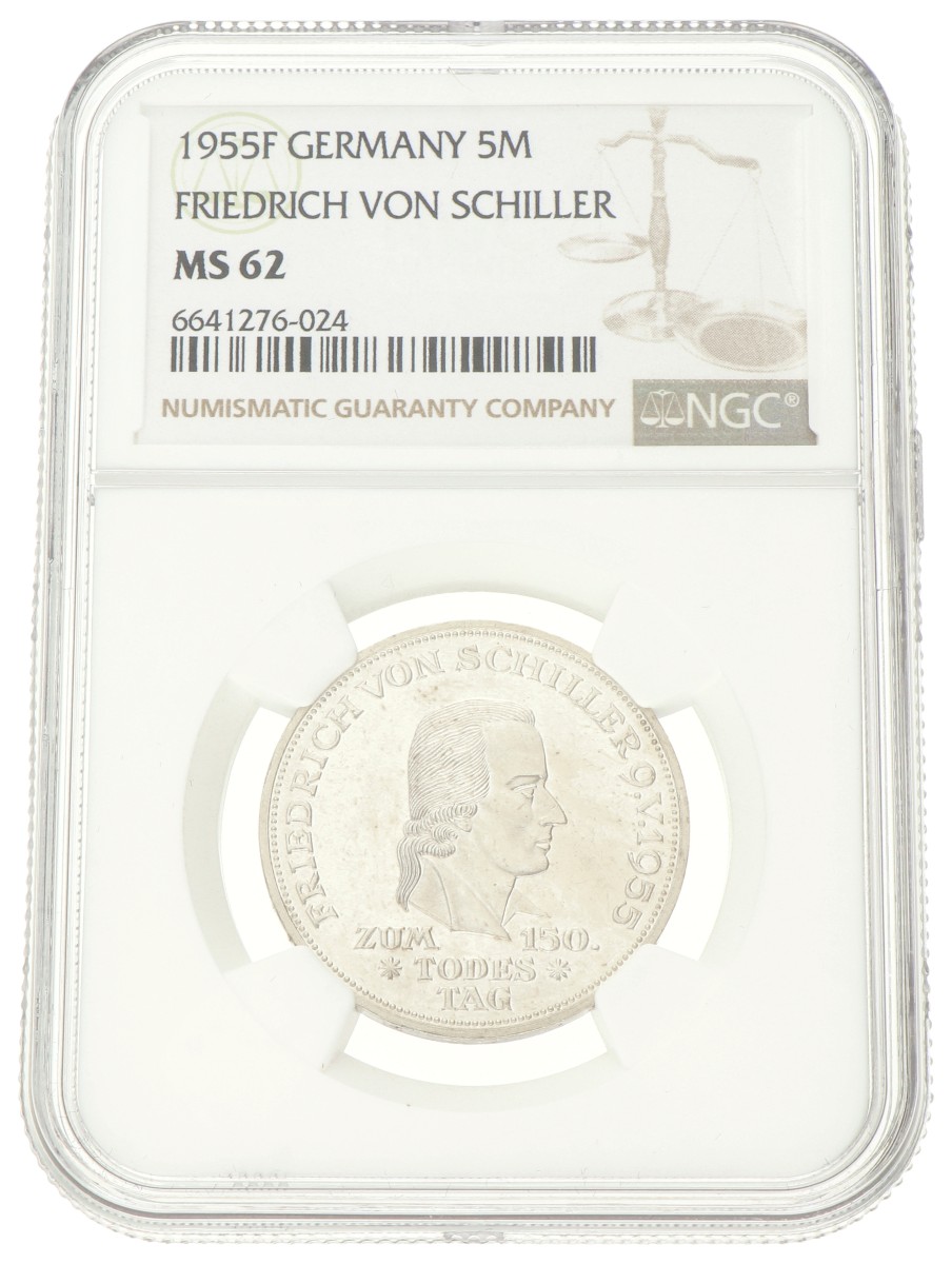 Germany. 5 Mark - Friedrich von Schiller. 1955F. MS 62.