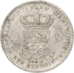 1 Gulden. Willem I. 1824 U a. Zeer Fraai.