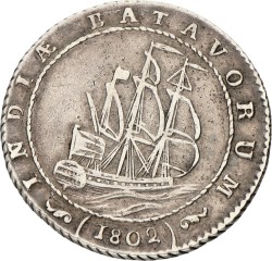 1 Gulden. Nederlands-Indië. 1802. Zeer Fraai -.