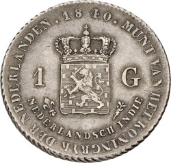 1 Gulden. Nederlands-Indië. Willem I. 1840. Zeer Fraai.