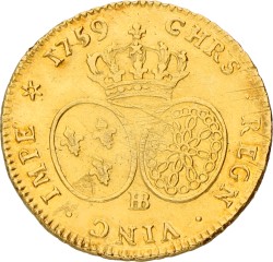 France. Louis XV. 2 Louis d'Or. 1759 BB. VF +.