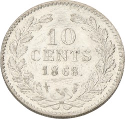 10 Cent. Willem III. 1868. Zeer Fraai / Prachtig.