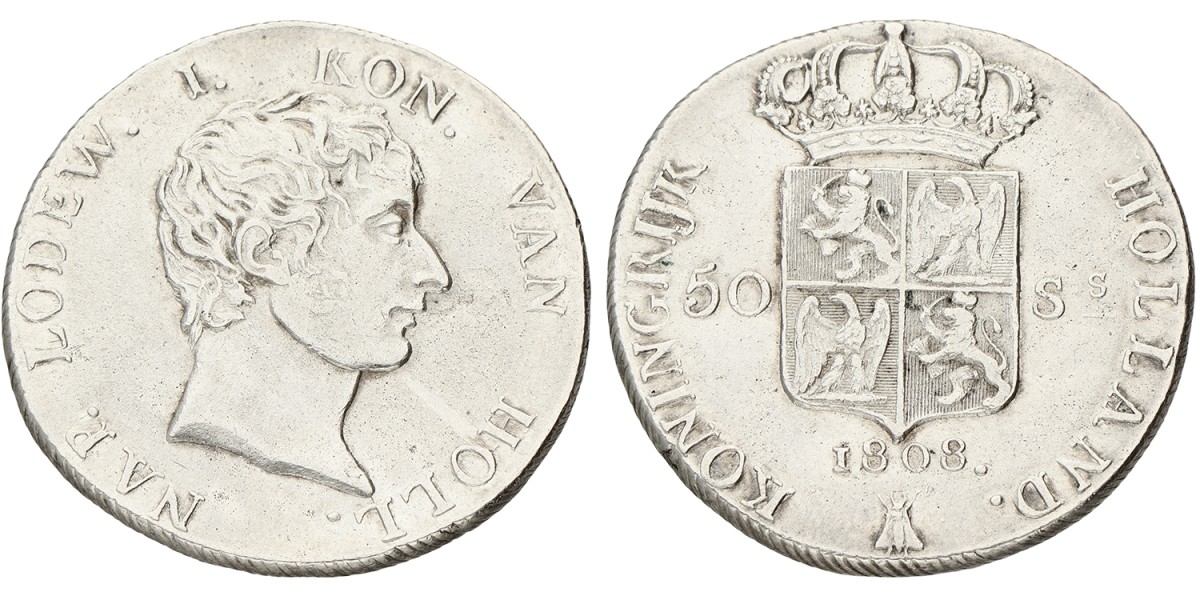 50 Stuivers. Lodewijk Napoleon. 1808. VF / XF