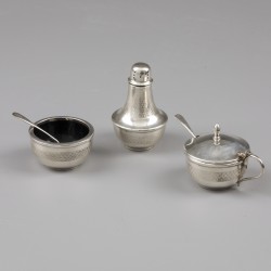 Menage set (5), Joseph Gloster, Birmingham 1954, zilver.