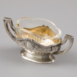 Art-Nouveau zoutbakjes (2), Delheid Frères, Brussel ca. 1900, zilver.