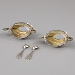 Art-Nouveau zoutbakjes (2), Delheid Frères, Brussel ca. 1900, zilver.