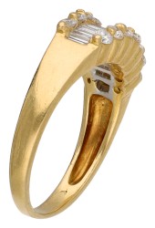 18K Geelgouden demi-alliance ring bezet met ca. 0.42 ct. diamant.