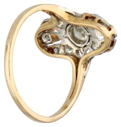 Gouden/platina Art Deco ring met diamant.