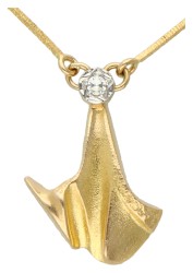 Lapponia 14K geelgouden hanger aan collier bezet met ca. 0.02 ct. diamant.