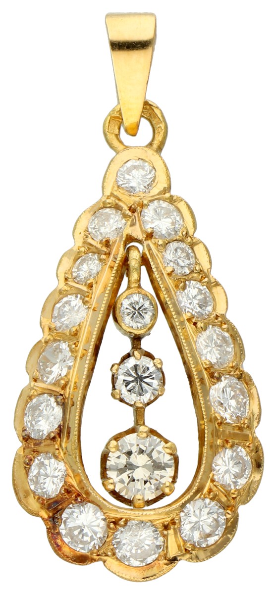 18K Geelgouden hanger bezet met ca. 1.36 ct. diamant.