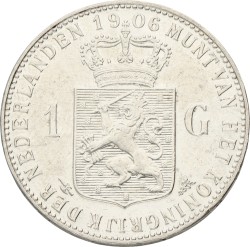 1 Gulden. Wilhelmina. 1906. Prachtig / UNC.