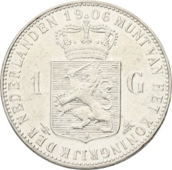 1 Gulden. Wilhelmina. 1906. Prachtig / UNC.