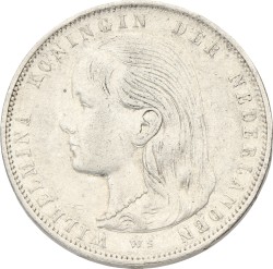 1 Gulden. Wilhelmina. 1896. Zeer Fraai / Prachtig.