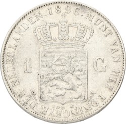 1 Gulden. Wilhelmina. 1896. Zeer Fraai / Prachtig.