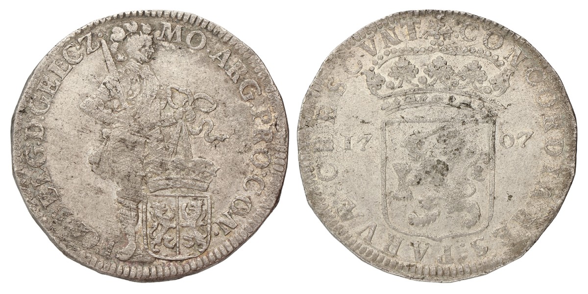 Zilveren Dukaat. Gelderland. 1707. F +
