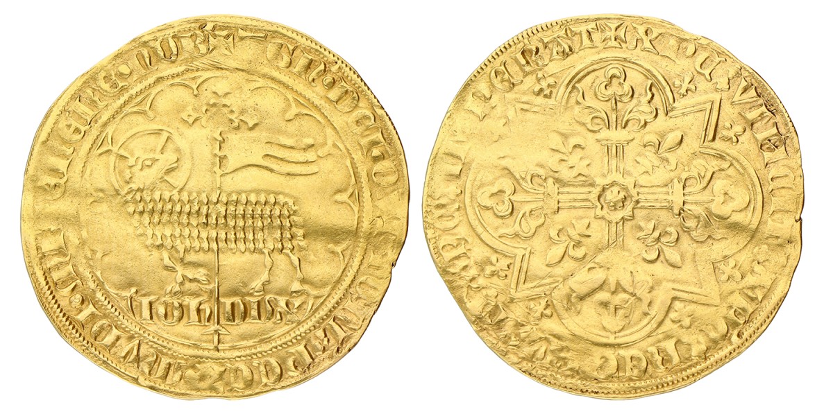 Gouden Lam. Brabant. Vilvoorde. Johanna & Wenceclaus. Z.J. (1355-1383). Zeer Fraai.