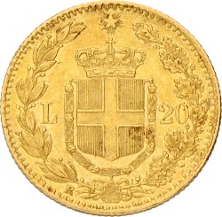 Italy. Umberto I. 20 Lire. 1882. XF +.