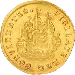 Scheepjesschelling van 6 stuiver. Gouden afslag. Holland. 1738. Zeer Fraai.