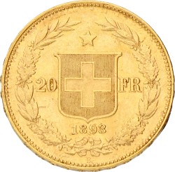 Switzerland. Federal State. 20 Francs. 1893. XF.