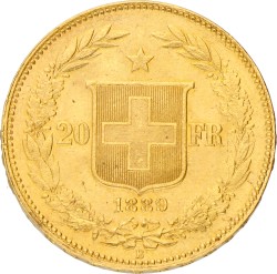 Switzerland. Federal state. 20 Francs. 1889. AUnc.