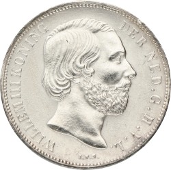 1 Gulden. Willem III. 1863. Prachtig.