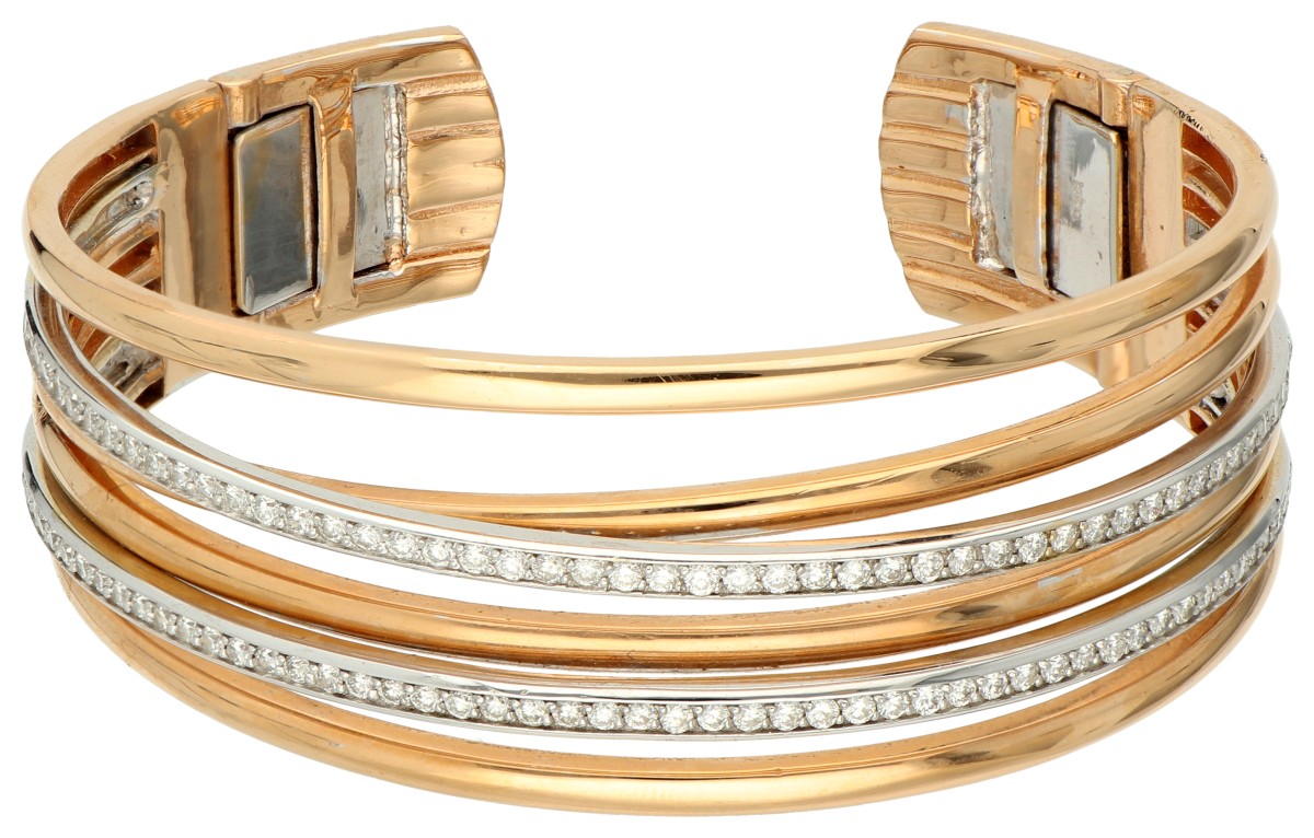 18K Roségouden cuff armband bezet met ca. 1.06 ct diamant 