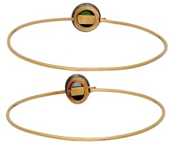 Set 18K geelgouden bangle armbanden met aquamarijn en toermalijn