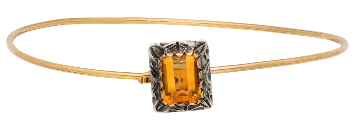 18K Geelgouden bangle armband met citrien