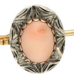 Set 18K geelgouden bangle armbanden met koraal en amethist