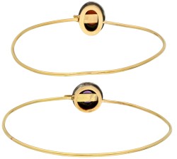 Set 18K geelgouden bangle armbanden met koraal en amethist