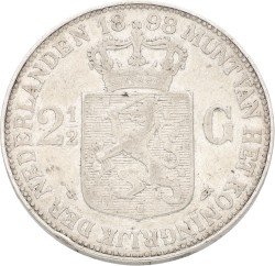 2½ Gulden. Wilhelmina. 1898a met punt. Zeer Fraai.
