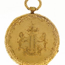 Zakhorloge goud, cylindergang ''Baschelii, Bruxelles'' - Dameszakhorloge - Handopwindbaar - Ca. 1875.