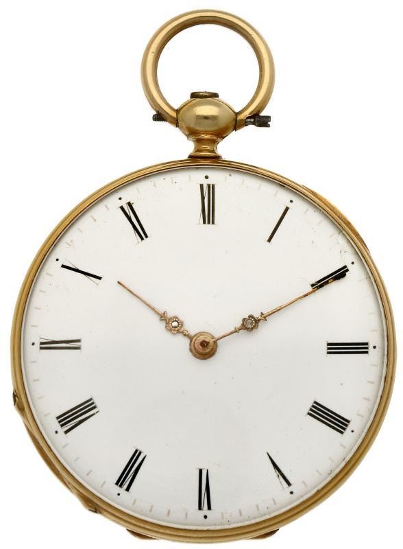 Zakhorloge goud, cylindergang - Dameszakhorloge - Handopwindbaar - Ca. 1858.