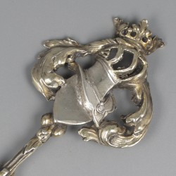 Gelegenheidslepels (2), Duitsland ca. 1900, zilver.