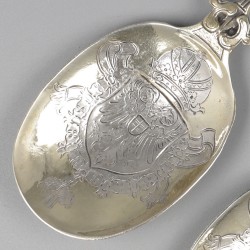 Gelegenheidslepels (2), Duitsland ca. 1900, zilver.