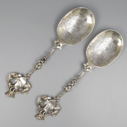 Gelegenheidslepels (2), Duitsland ca. 1900, zilver.