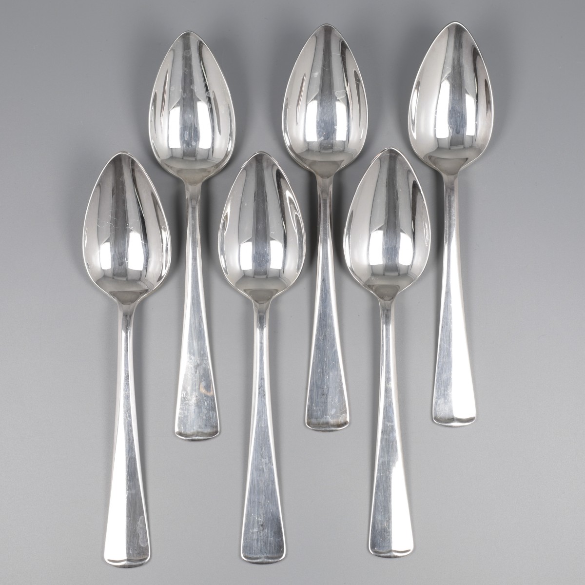 Dessertlepels ''Haags Lofje'' (6), M.J. Gerritsen, Zeist 1978-1980, zilver.