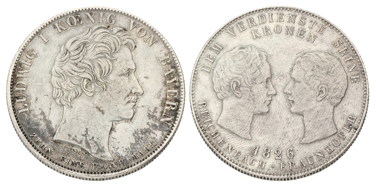 German states. Bavaria. Lüdwich I. Thaler - Reichenbach-Fraunhofer. 1826. VF / XF.