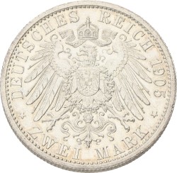 German states. Schwarzburg-Sonderhausen. Karl Günther. 2 mark - 25th anniversary of the reign. 1905. VF / XF.